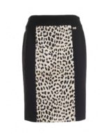 Gonna stampa animalier nera e beige