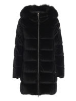 Piumino lungo in velluto con pelliccia