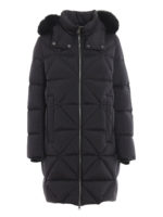 Piumino lungo in nylon stretch nero