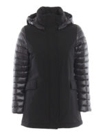 Piumino lungo in tecnotessuto con cappuccio