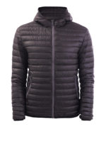 Piumino nero trapuntato con cappuccio