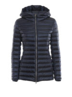 Piumino blu navy in nylon con cappuccio