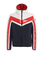 Giacca blu con inserti a righe imbottiti