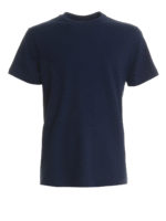 T-shirt blu in pique di cotone con patch logo