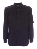 Camicia nera con polsini in maglia