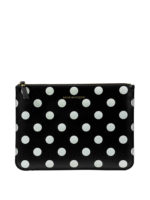 Busta nera in pelle a pois