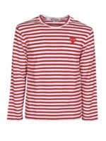 T-shirt a righe rosse e bianche con logo