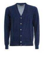 Cardigan in cashmere misto seta blu