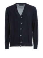 Cardigan in cashmere misto seta blu scuro