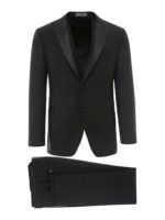 Abito in lana con dettagli in raso