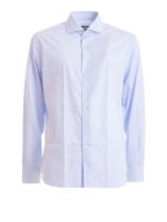 Camicia in cotone a quadretti con patch logo