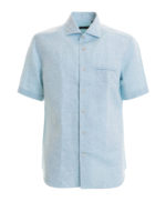 Camicia in misto lino azzurra