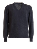 Pull con scollo V in cashmere grigio