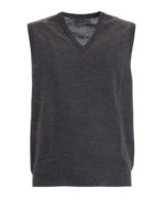 Gilet in pura lana grigio con scollo a V