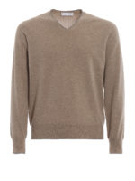 Pull a V in cashmere con bordi a contrasto