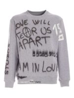 Felpa grigio melange con stampe lettering