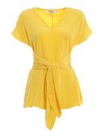 Blusa Lizzie in seta gialla con cintura