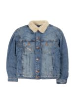 Giubbino in denim con colletto a contrasto