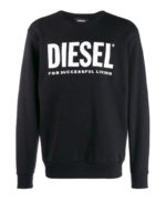 Felpa nera in cotone con logo stampato