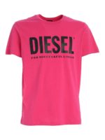 T-shirt fucsia con stampa logo