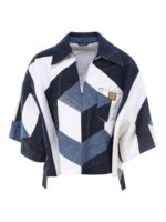 Blusa in denim effetto patchwork