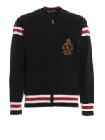 Cardigan in lana con ricamo stemma