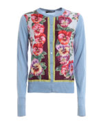 Cardigan in seta con pannelli floreali