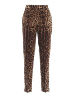 Pantaloni in crepe di lana animalier