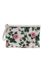 Clutch con stampa rose e zip