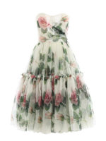 Abito midi con stampa Tropical Rose