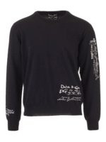 Pullover in cashmere nero con ricami logo