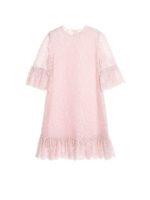 Vestito midi in pizzo rosa