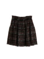 Gonna corta in tweed lam marrone