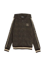 Felpa DG a quadri con zip marrone