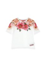 T-shirt stampa Camellia bianca