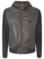 Giubbino nero con dettaglio in pelle