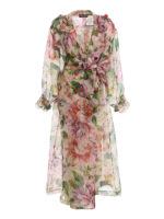 Trench in organza di seta stampa viole