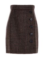 Gonna corta pied de poule marrone