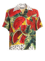 Camicia in twill di seta con stampa angurie