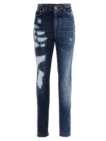 Jeans skinny effetto consumato blu