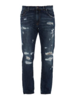 Jeans in denim stretch effetto usurato