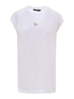 T-shirt in cotone con monogramma metallico