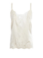 Top in raso di seta con bordature in pizzo