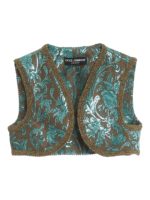 Gilet crop damascato