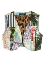 Gilet crop con motivo patchwork