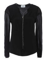 Blusa con punto luce e nappine