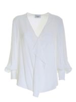 Blusa scollo a V in seta bianca