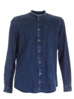 Camicia Guru blu con collo alla coreana