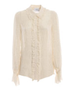 Camicia in chiffon a righe con ruches