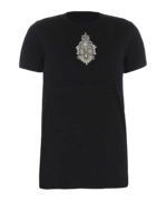 T-shirt nera con ricamo in perline